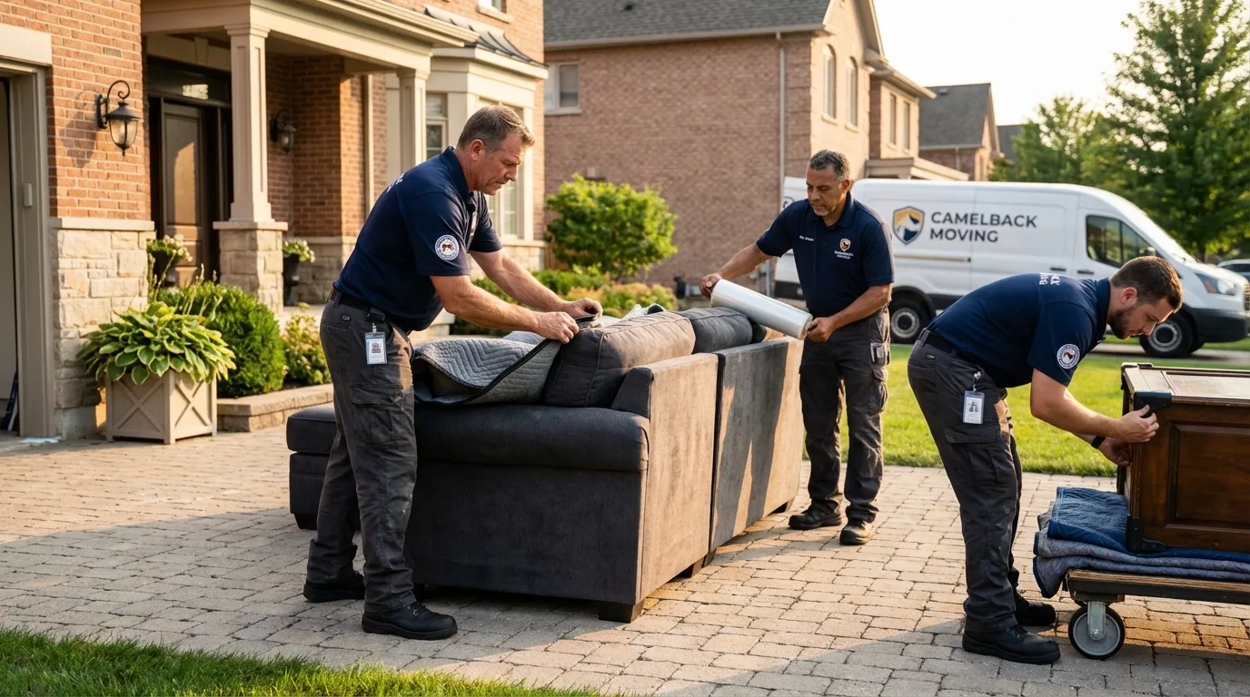 Large estate moving crew wrapping furniture in Monmouth Beach, NJ
